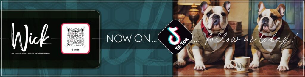 Conceptual Creatures Graphic Design Portfolio : Web Banner design for Wick Coffee Promoting TikTok presence